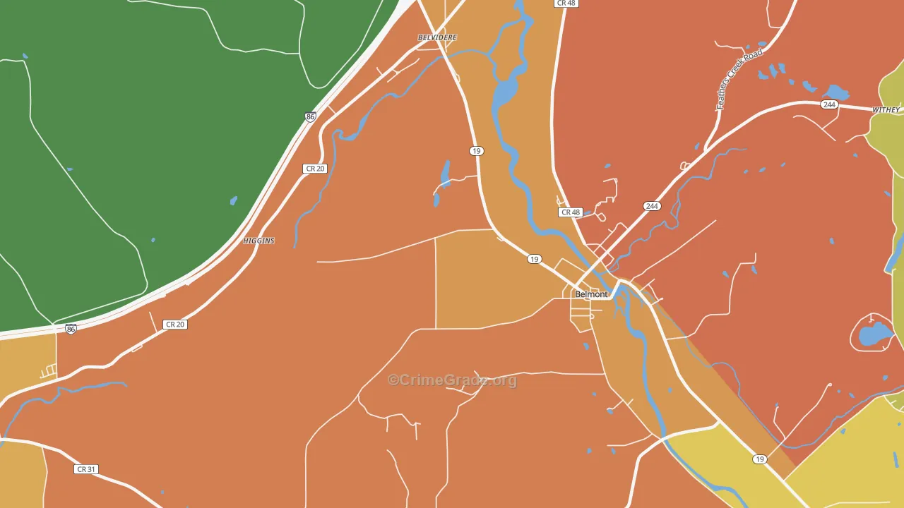 Belvidere, NY Map of Theft Rates
