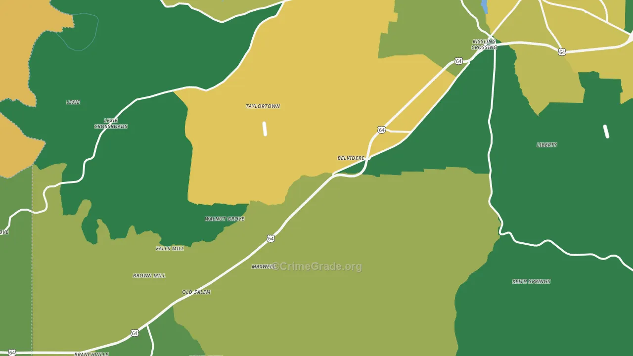 Belvidere, TN Map of Theft Rates