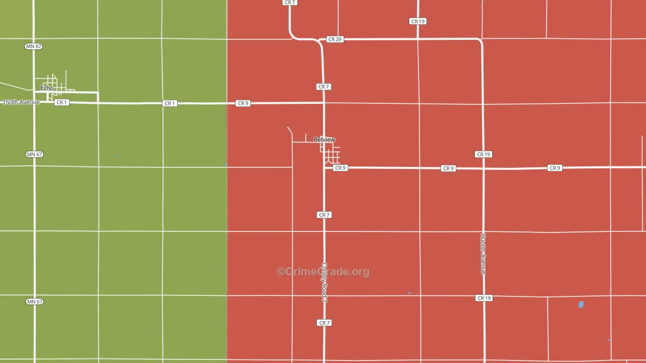 Belview, MN Map of Theft Rates