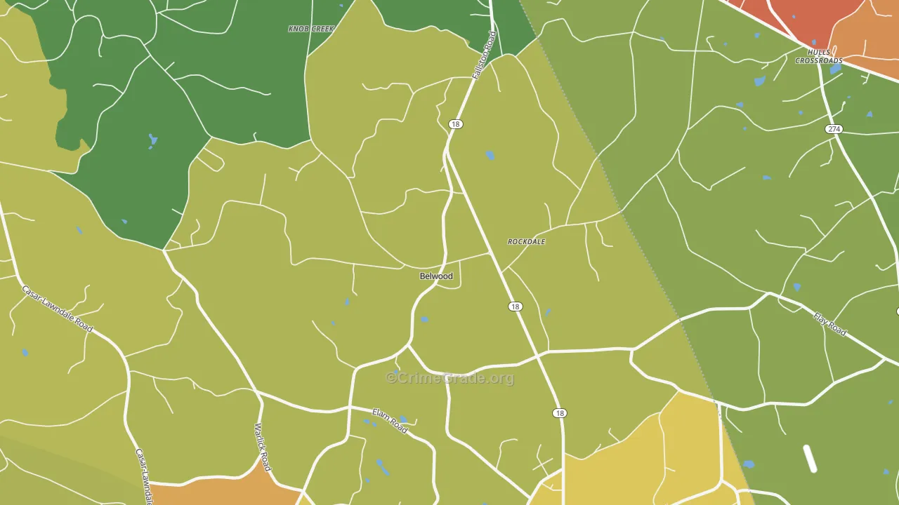 Belwood, NC Map of Theft Rates