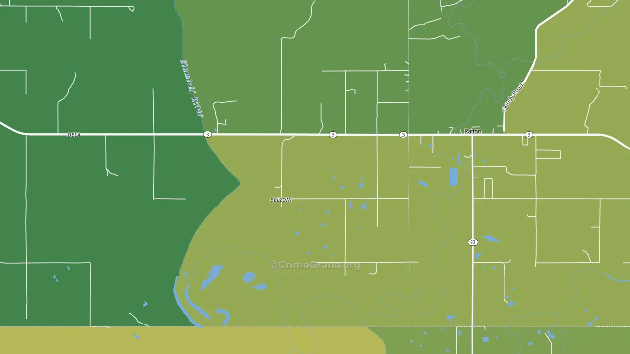 Belzoni, OK Map of Theft Rates