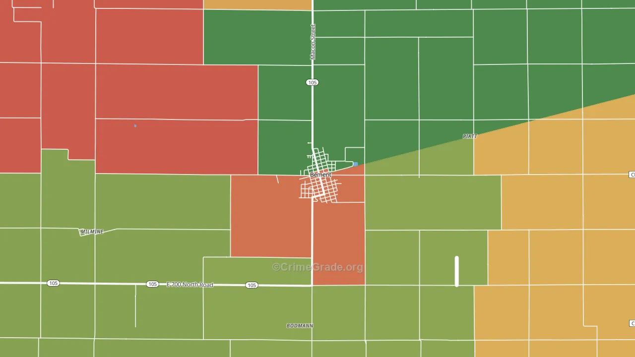 Bement, IL Map of Theft Rates