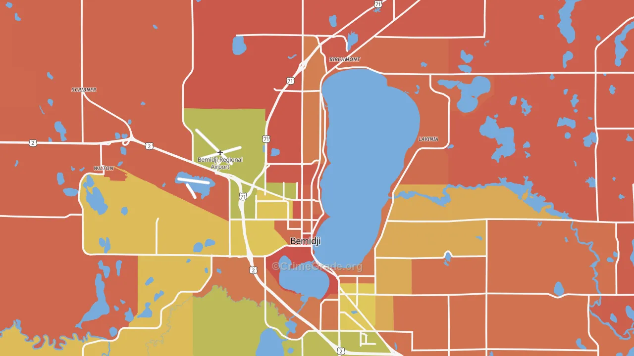 Bemidji, MN Map of Theft Rates