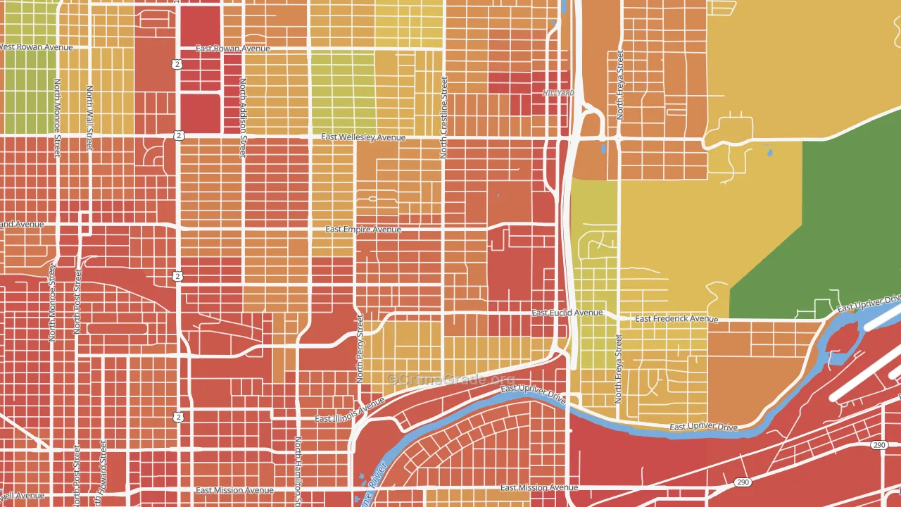 Bemiss, Spokane, WA Map of Theft Rates