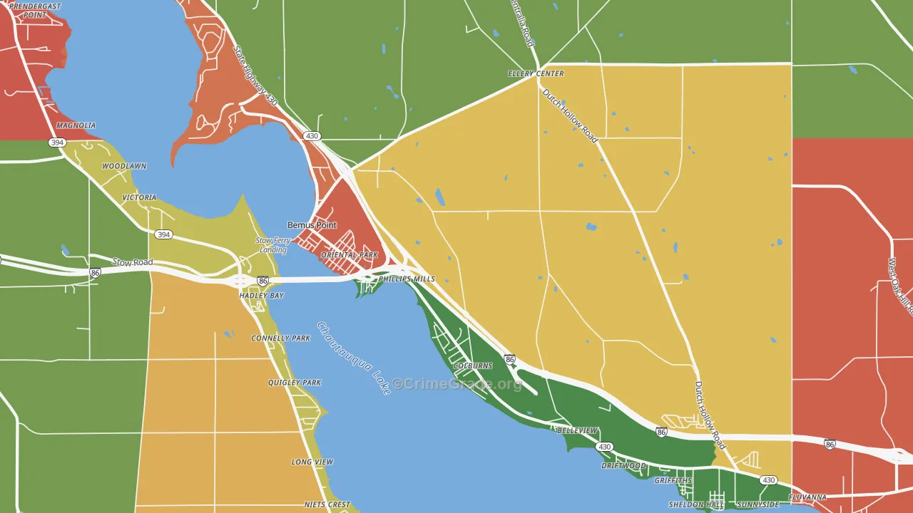 Bemus Point, NY Map of Theft Rates