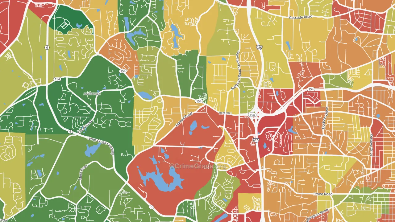 Ben Hill, Atlanta, GA Map of Theft Rates