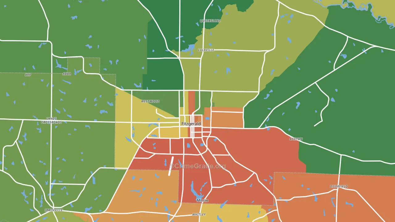 Ben Hill County, GA Map of Theft Rates
