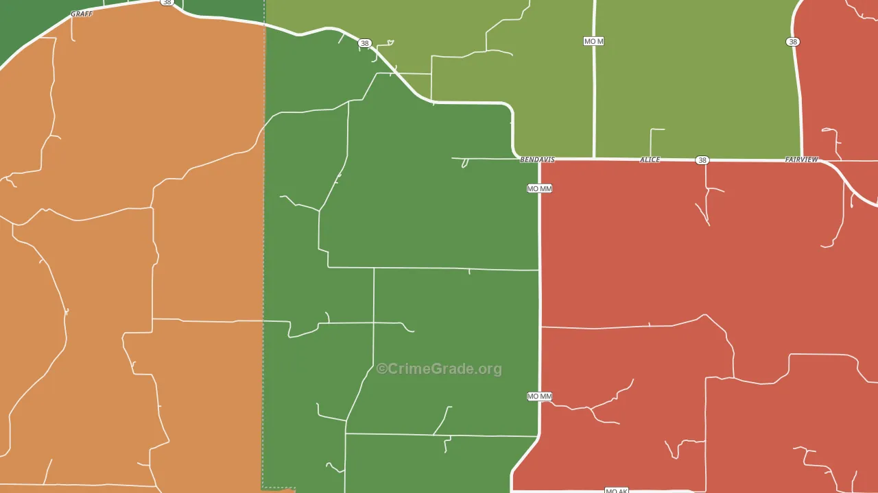 Bendavis, MO Map of Theft Rates