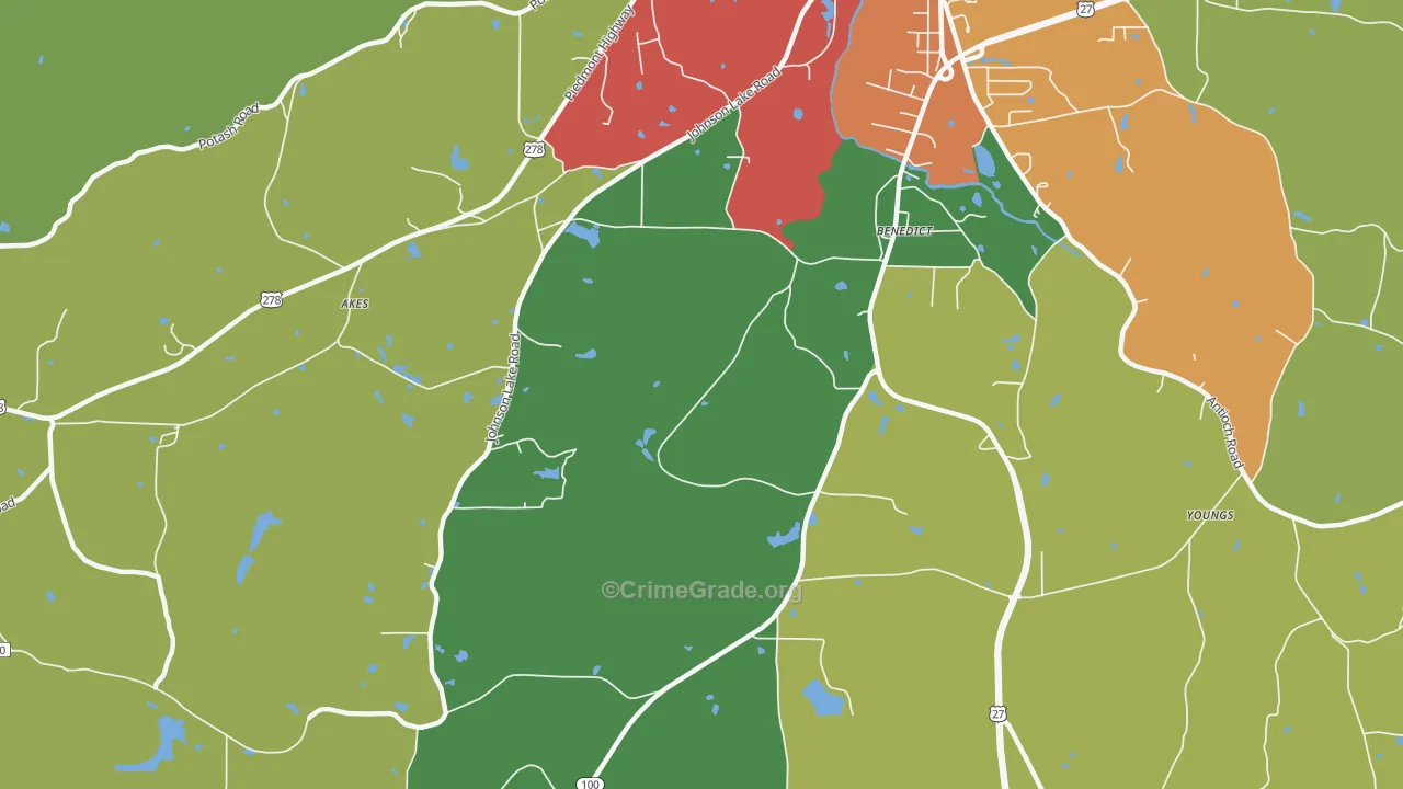 Benedict, GA Map of Theft Rates