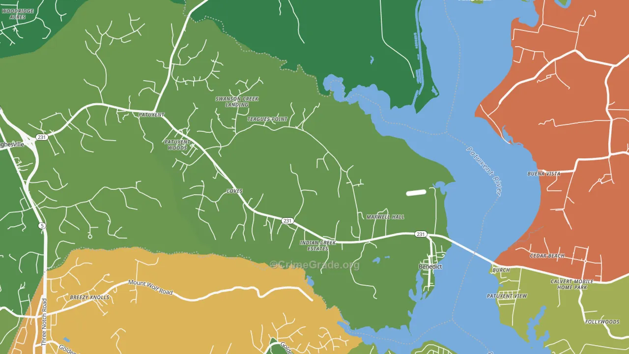 Benedict, MD Map of Theft Rates