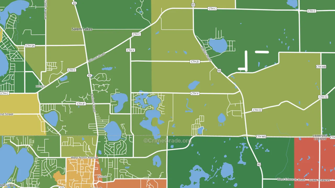 Benet Lake, WI Map of Theft Rates