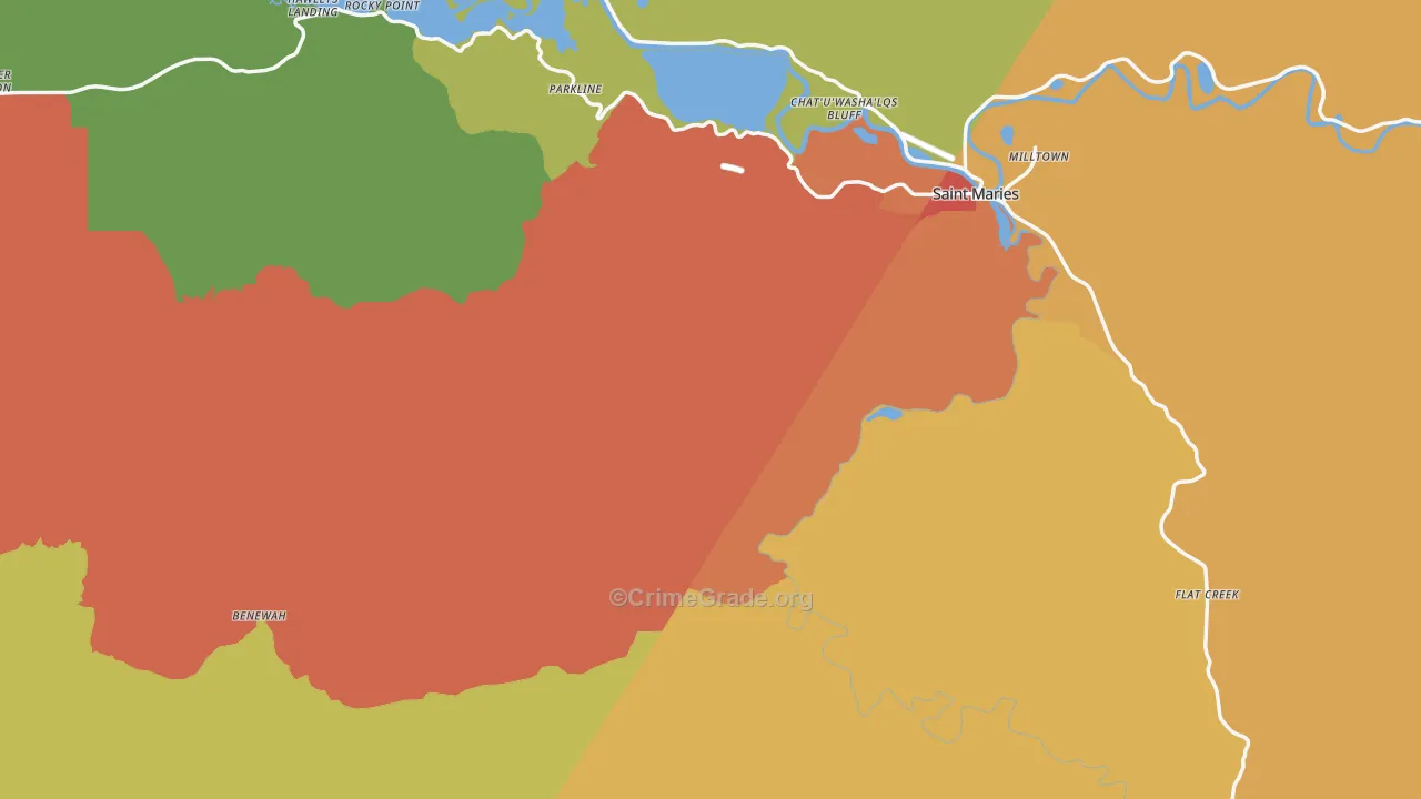 Benewah County, ID Map of Theft Rates