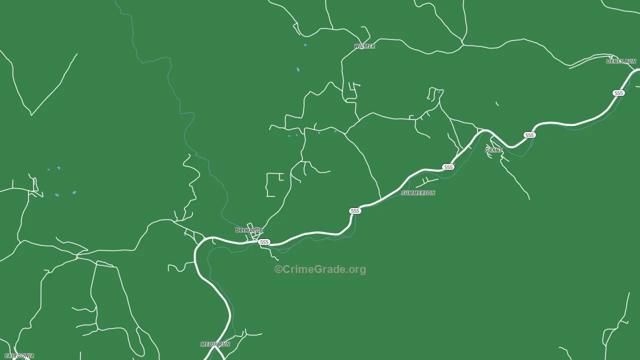 Benezett, PA Map of Theft Rates