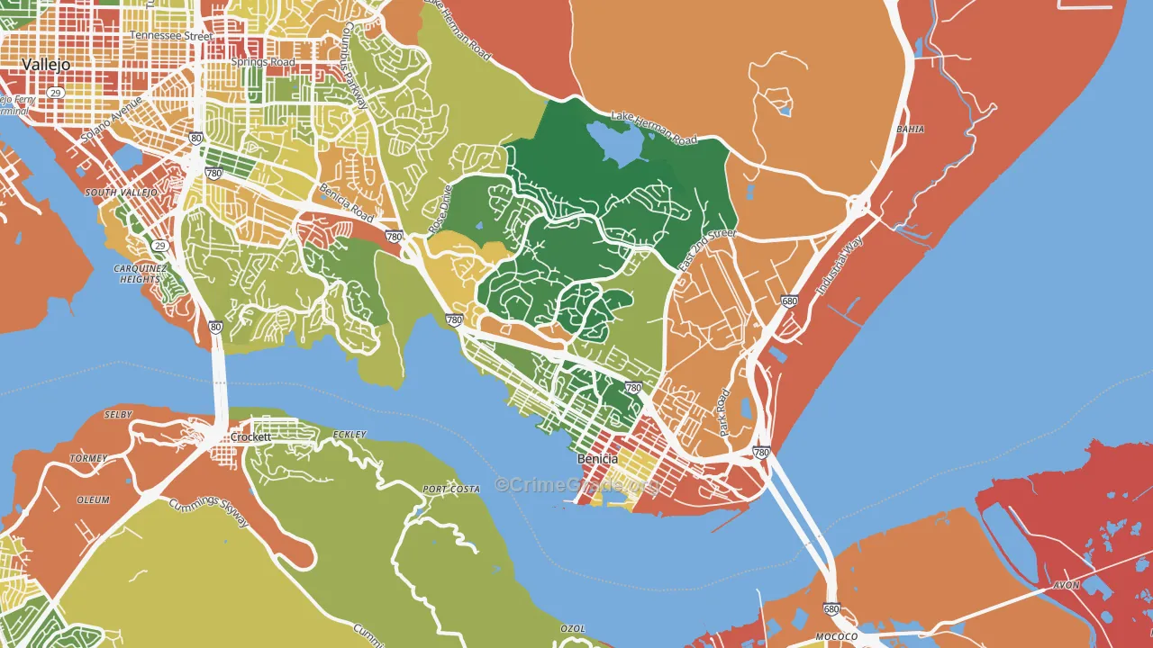Benicia, CA Map of Theft Rates