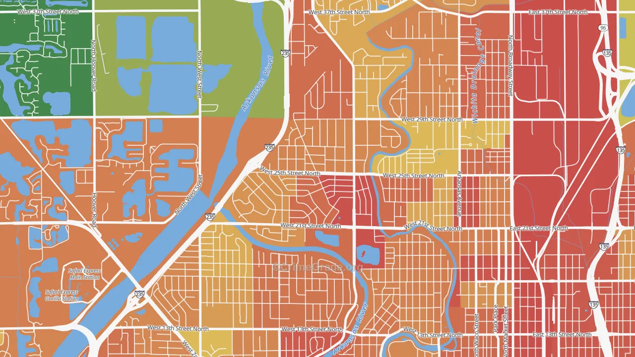 Benjamin Hills, Wichita, KS Map of Theft Rates