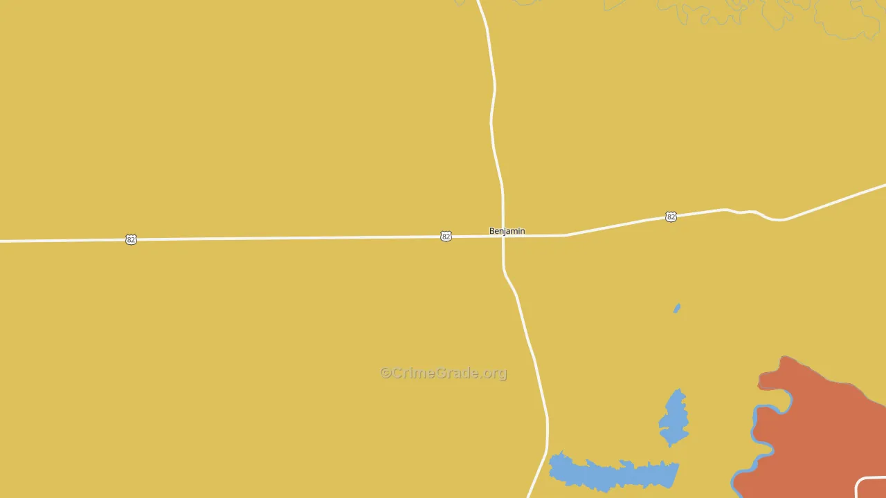Benjamin, TX Map of Theft Rates
