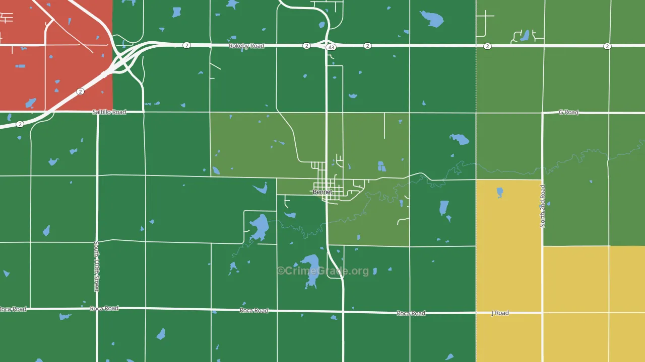 Bennet, NE Map of Theft Rates