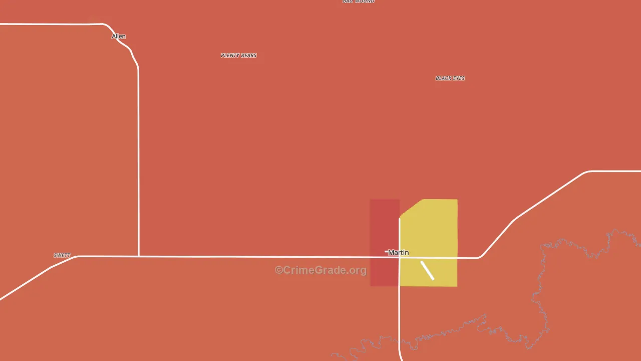 Bennett County, SD Map of Theft Rates