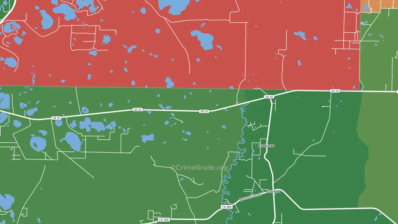 Bennett, FL Map of Theft Rates