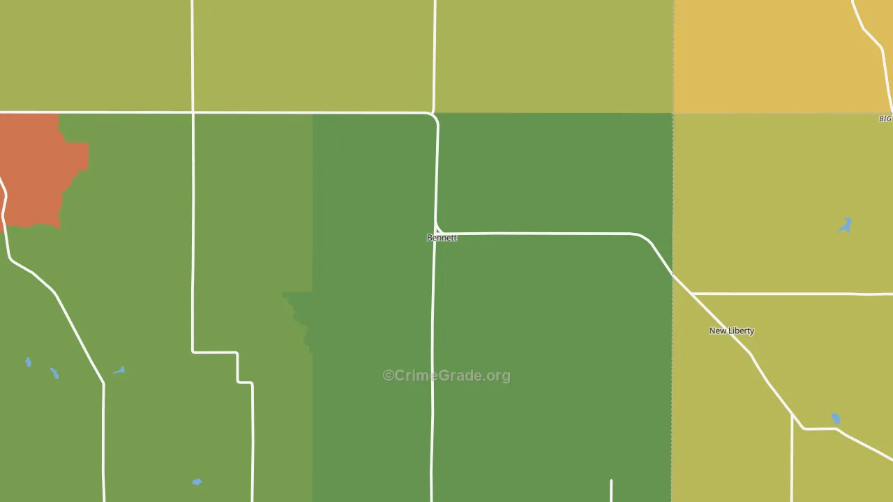 Bennett, IA Map of Theft Rates