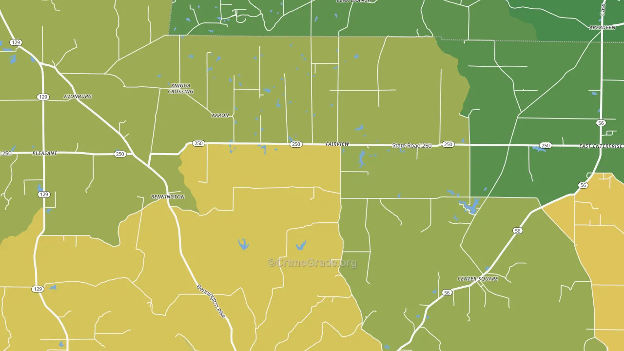 Bennington, IN Map of Theft Rates