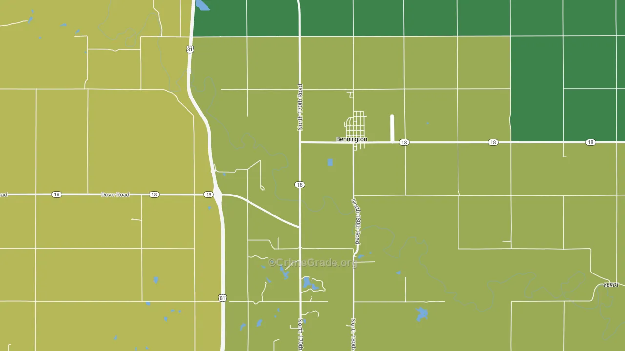 Bennington, KS Map of Theft Rates