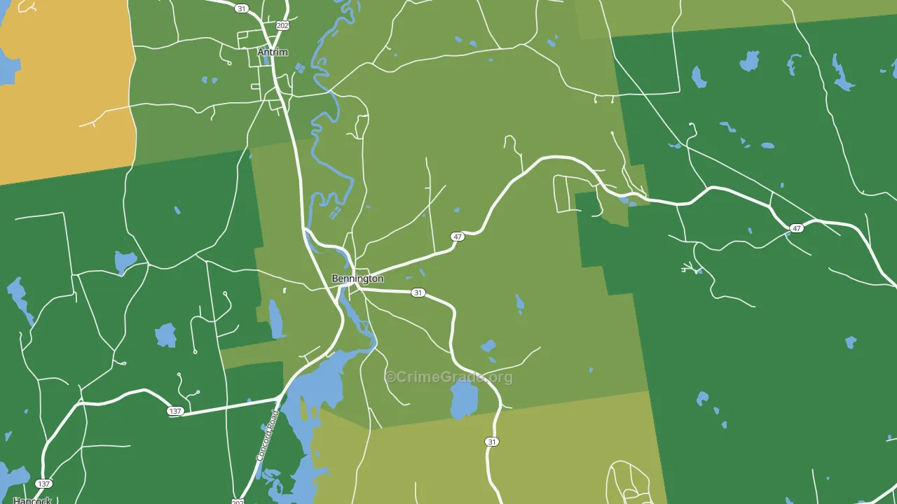 Bennington, NH Map of Theft Rates