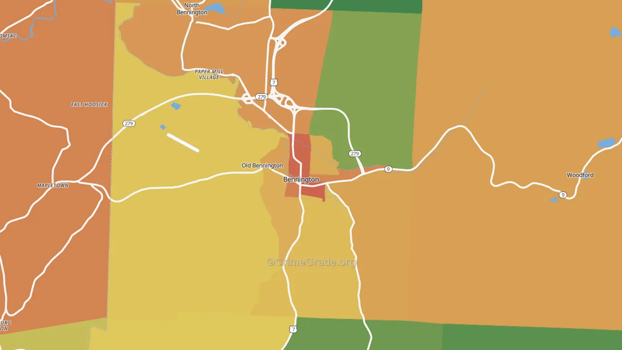 Bennington, VT Map of Theft Rates