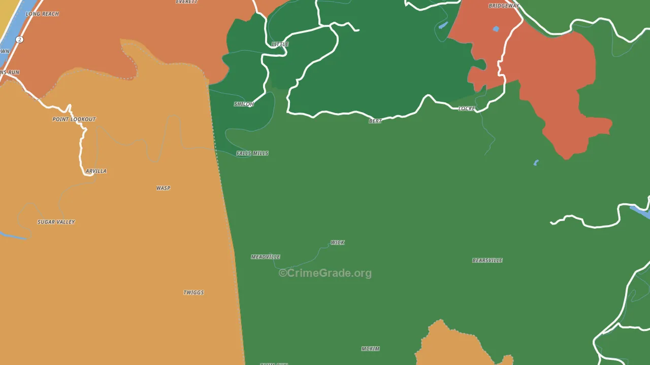 Bens Run, WV Map of Theft Rates