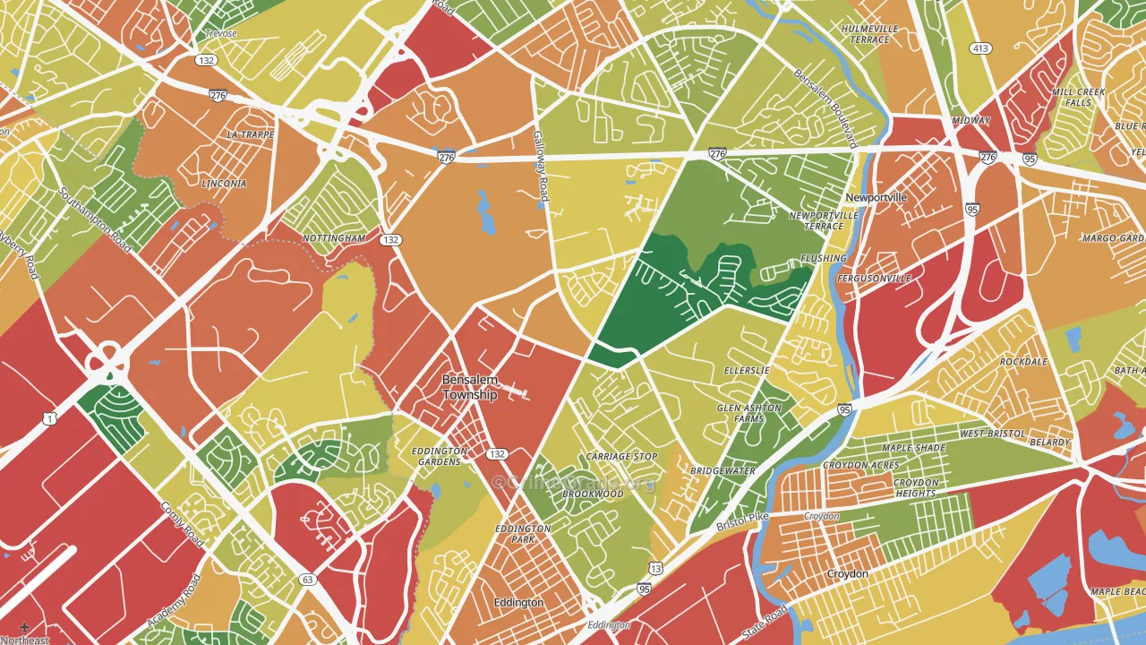 Bensalem, PA Map of Theft Rates