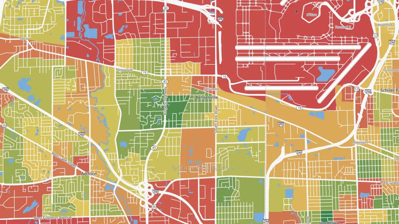 Bensenville, IL Map of Theft Rates
