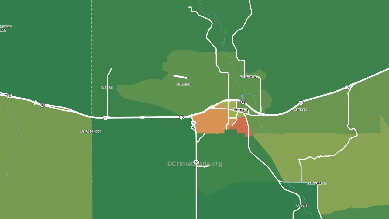 Benson, AZ Map of Theft Rates