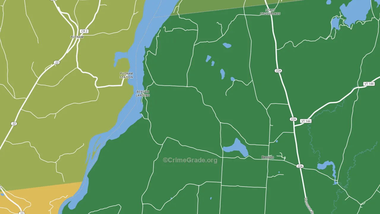 Benson Landing, VT Map of Theft Rates