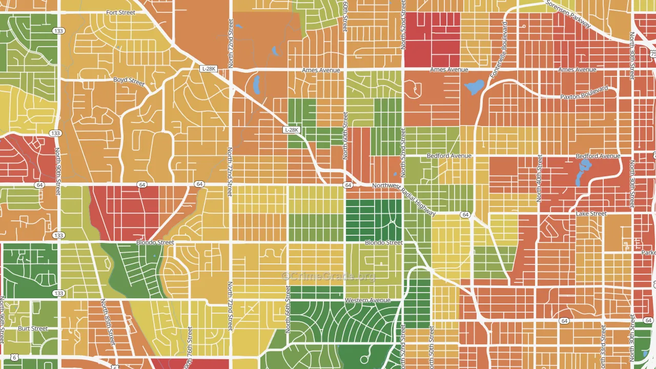Benson, Omaha, NE Map of Theft Rates