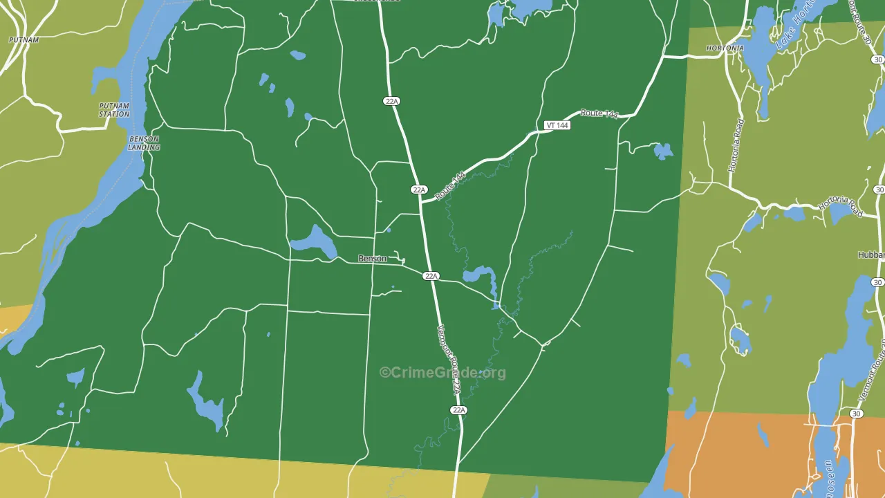 Benson, VT Map of Theft Rates