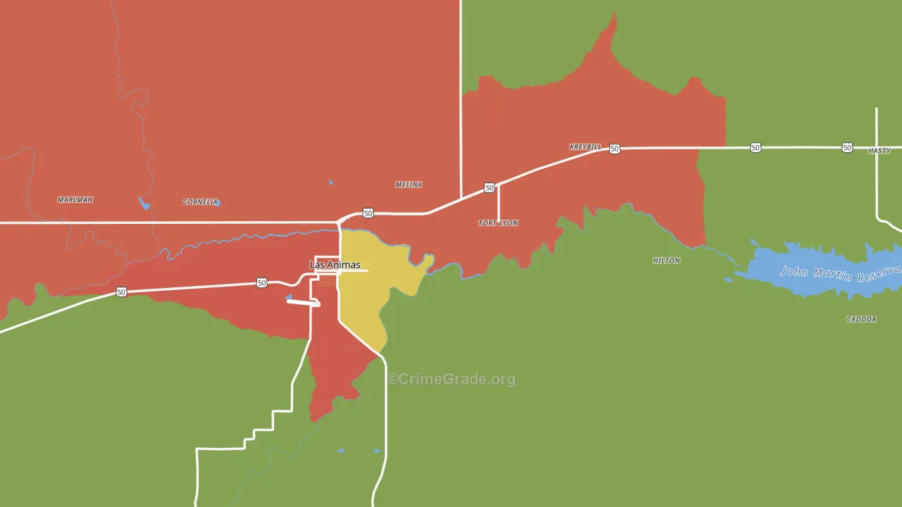 Bent County, CO Map of Theft Rates