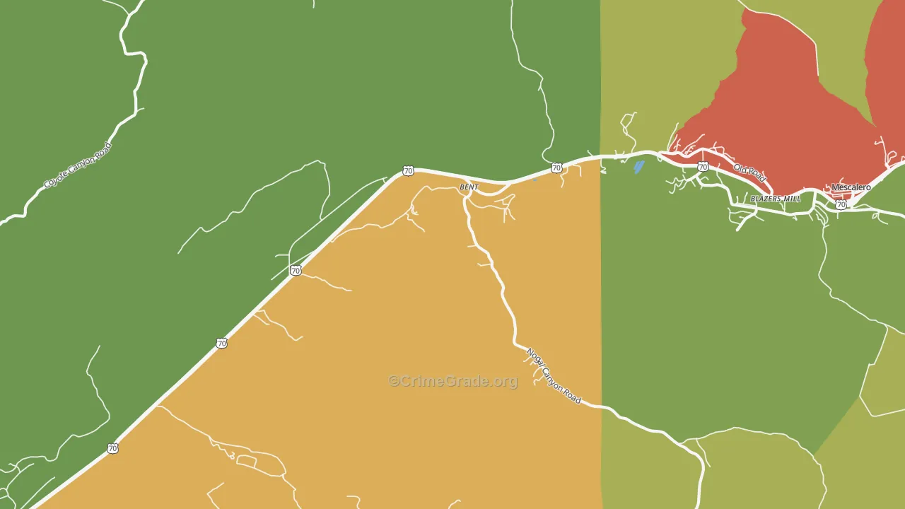 Bent, NM Map of Theft Rates
