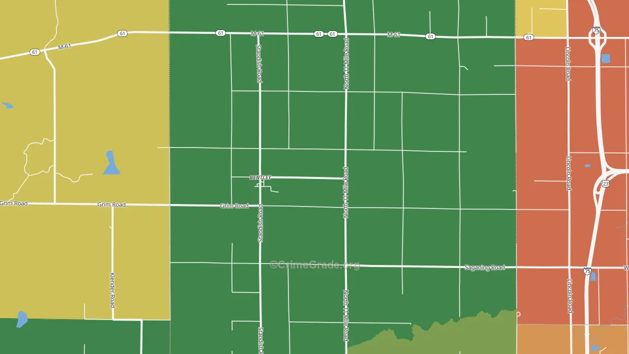 Bentley, MI Map of Theft Rates