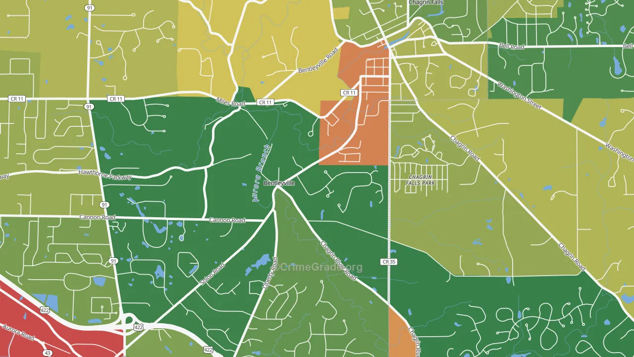 Bentleyville, OH Map of Theft Rates