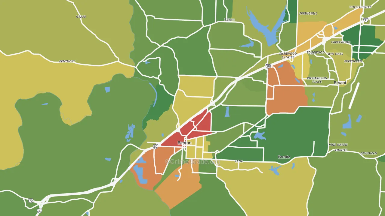 Benton, AR Map of Theft Rates