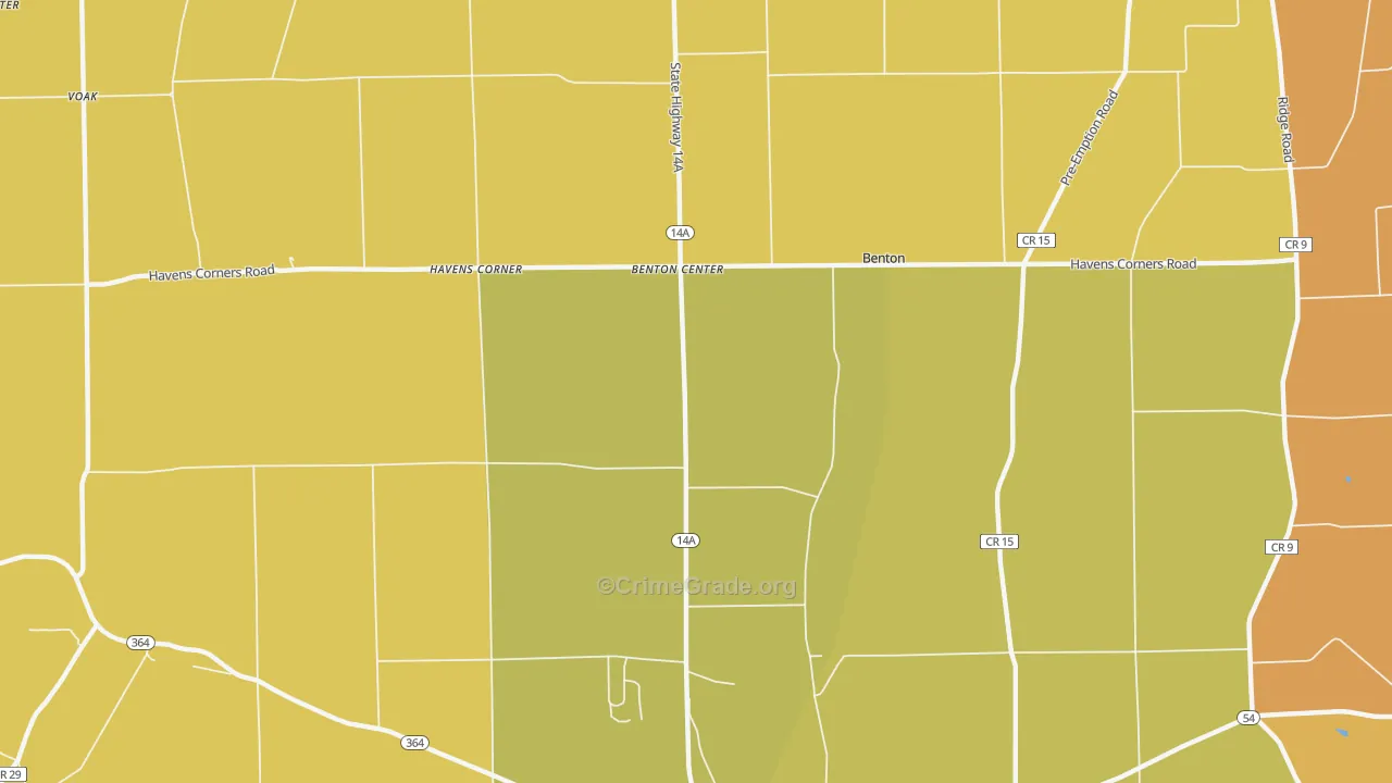 Benton Center, NY Map of Theft Rates