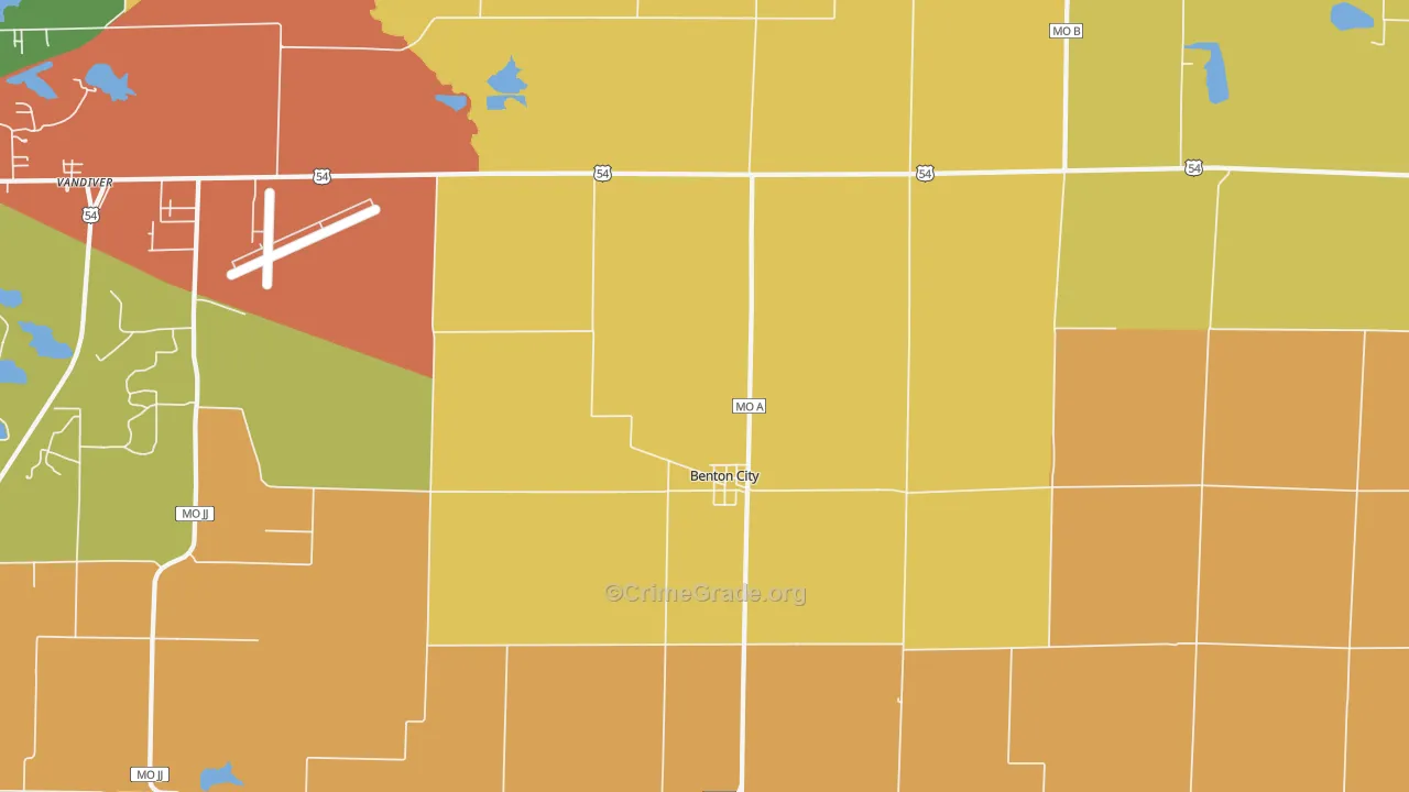 Benton City, MO Map of Theft Rates