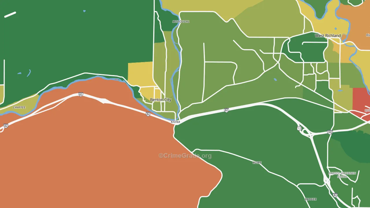 Benton City, WA Map of Theft Rates