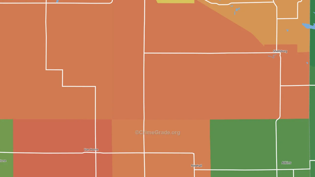Benton County, IA Map of Theft Rates
