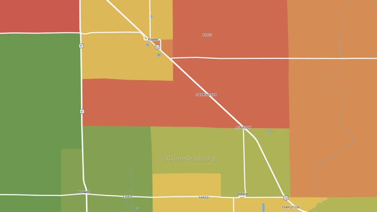 Benton County, IN Map of Theft Rates