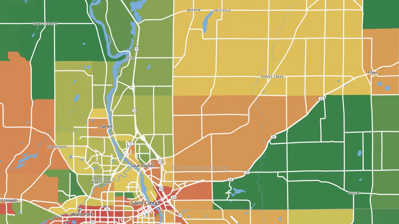 Benton County, MN Map of Theft Rates