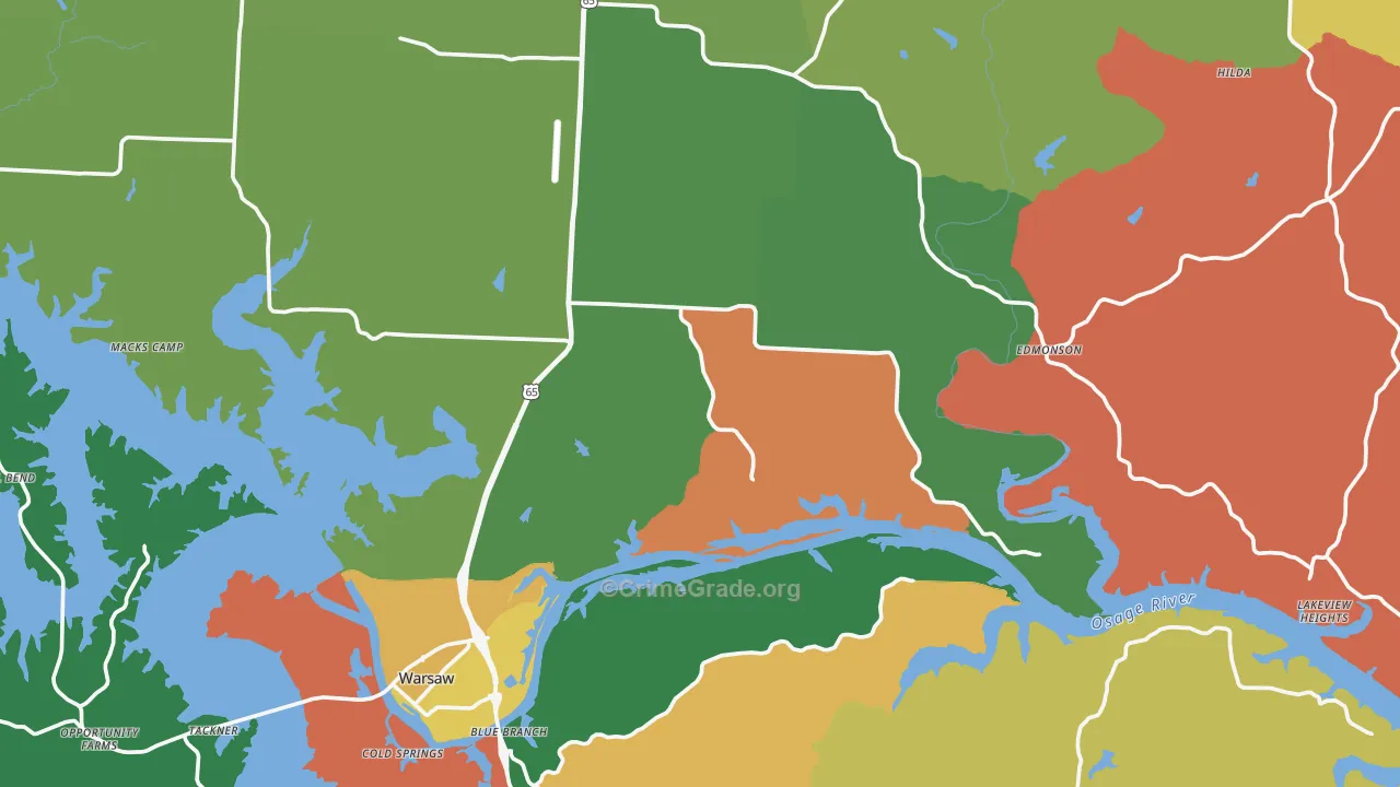 Benton County, MO Map of Theft Rates