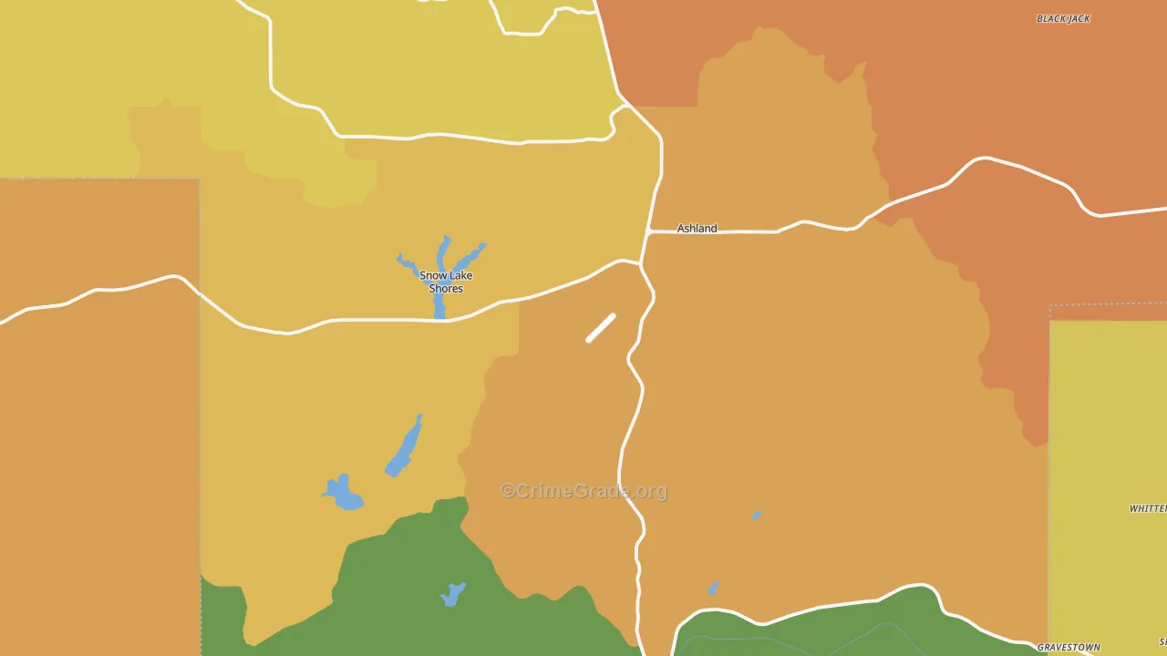 Benton County, MS Map of Theft Rates