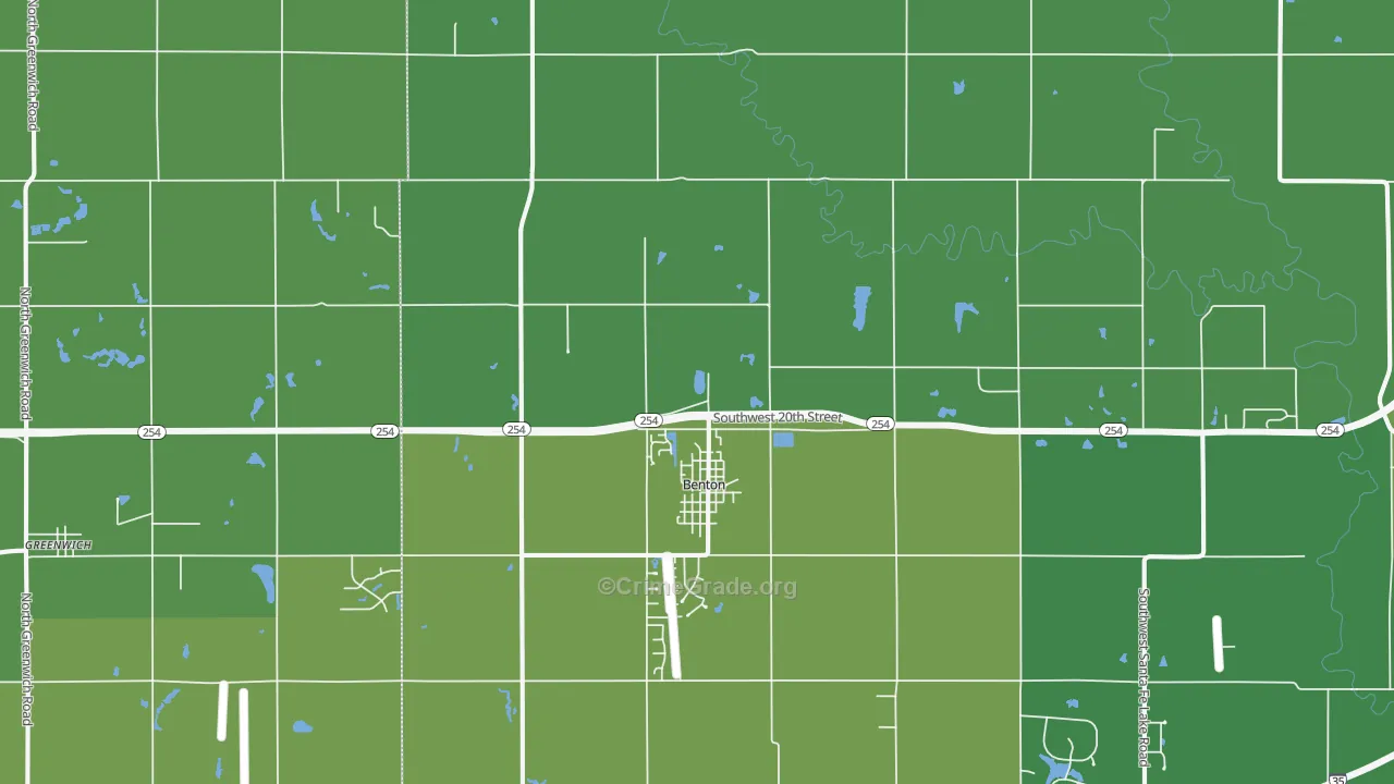 Benton, KS Map of Theft Rates