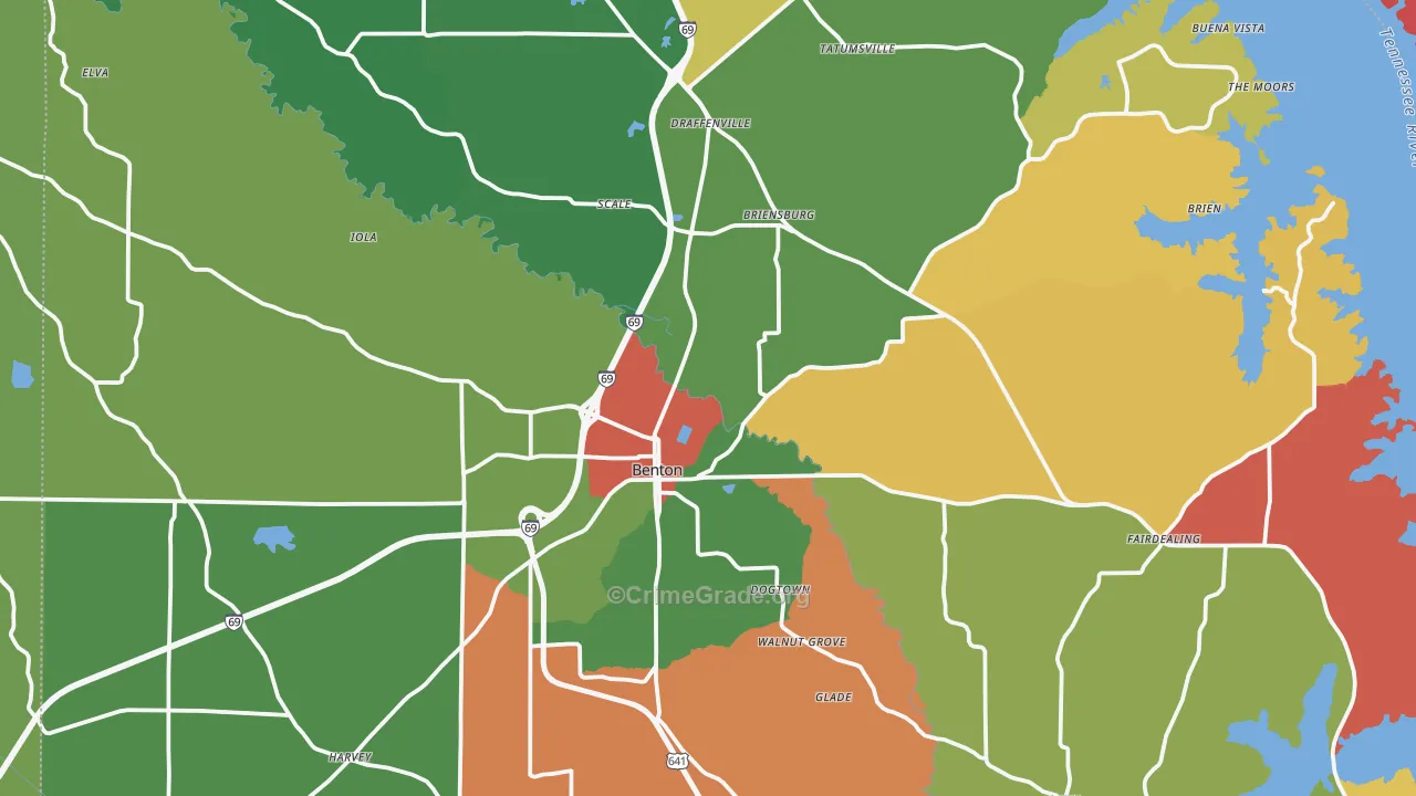 Benton, KY Map of Theft Rates